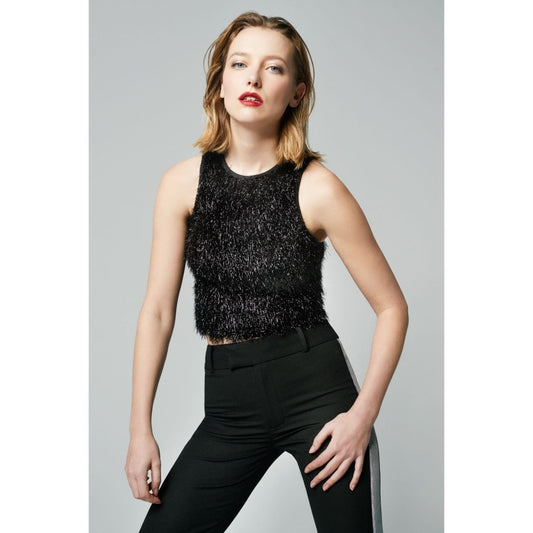 Smythe Black Metallic Tinsel Tank Top