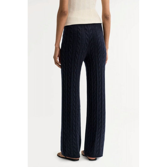 Soft Goat Cable Knit Pants Navy