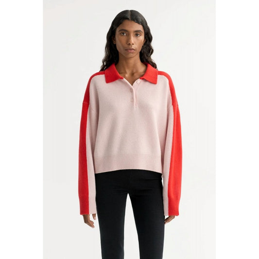 Soft Goat Colour Block Polo Shirt Powder