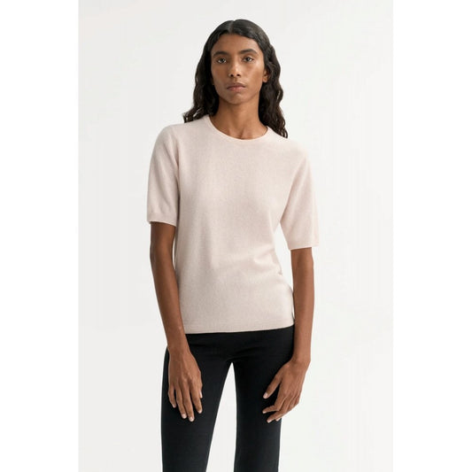 Soft Goat Short Sleeve Crewneck Powder