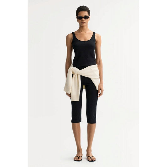 Soft Goat Singlet Top Black