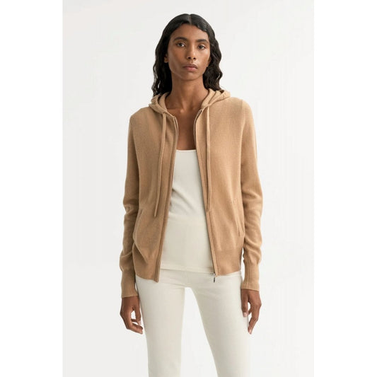 Soft Goat Zip Hoodie Camel