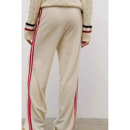 The Uniform The Stripy Straight Leg Trousers Milk & Red