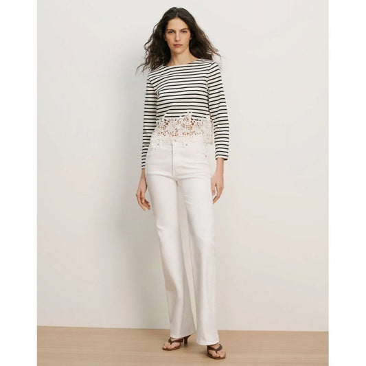 Veronica Beard Crosbie Mid Rise Wide Leg Jeans White