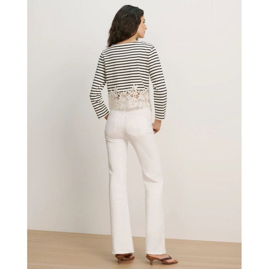 Veronica Beard Crosbie Mid Rise Wide Leg Jeans White