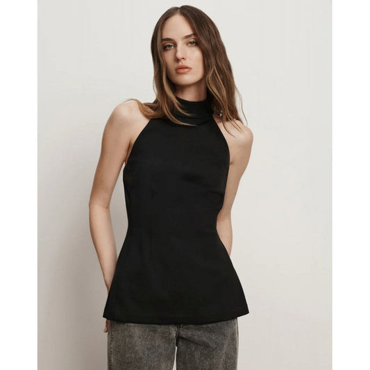 Veronica Beard Johanne Halter Top Black