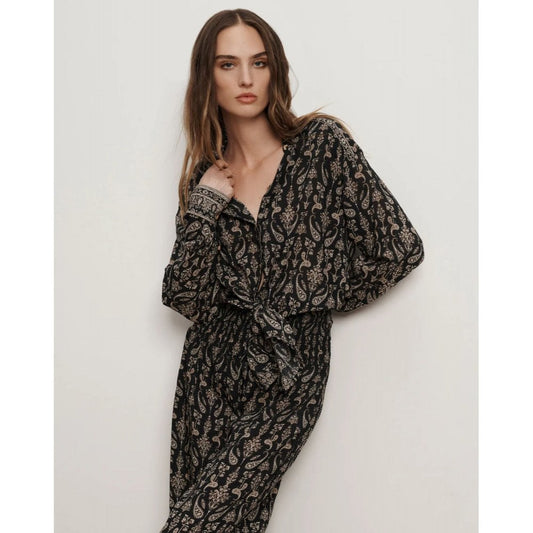 Veronica Beard Lloyd Paisley Button-Down Shirt Black Multi