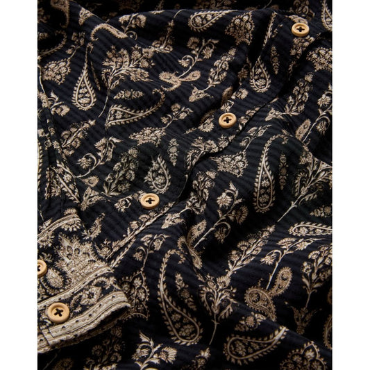 Veronica Beard Lloyd Paisley Button-Down Shirt Black Multi