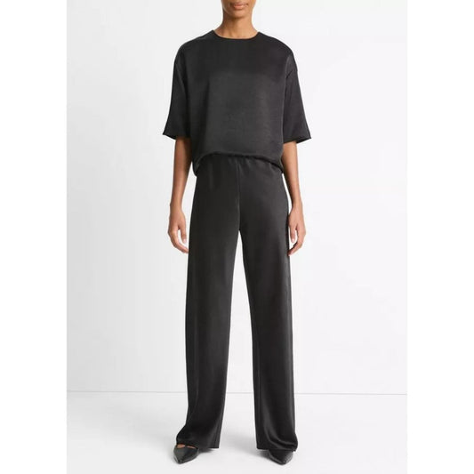 Vince Fluid Satin Blouse Black