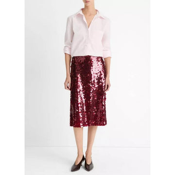Vince Lucite Paillettes Skirt Ruby Ink