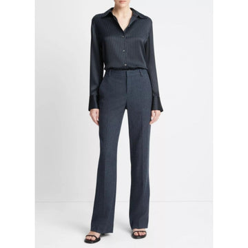 Vince Pinstripe Flannel Trousers Dark Obsidian