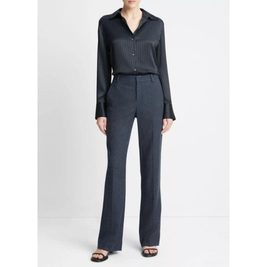 Vince Pinstripe Flannel Trousers Dark Obsidian