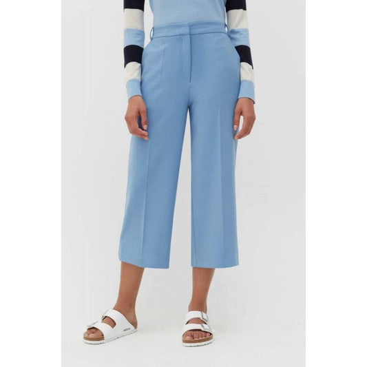 Wool-Twill Cropped Trouser in Sky Blue